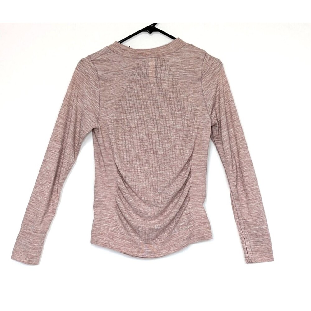 Athleta Womens Large Heathered Pink Foresthill Ascent Seamless Wool Blend Top - Picture 2 of 5